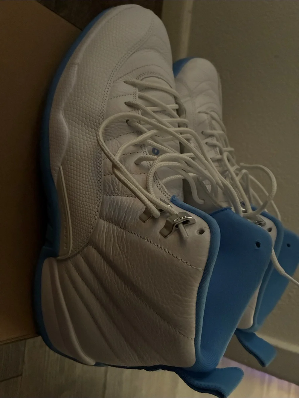 Jordan Men's White and Light Blue High-Top Basketball Sneakers